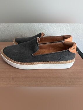 REEF Cushion Sunrise Women's Black ish Denim Fabric Slip-on Sneakers Sz  9